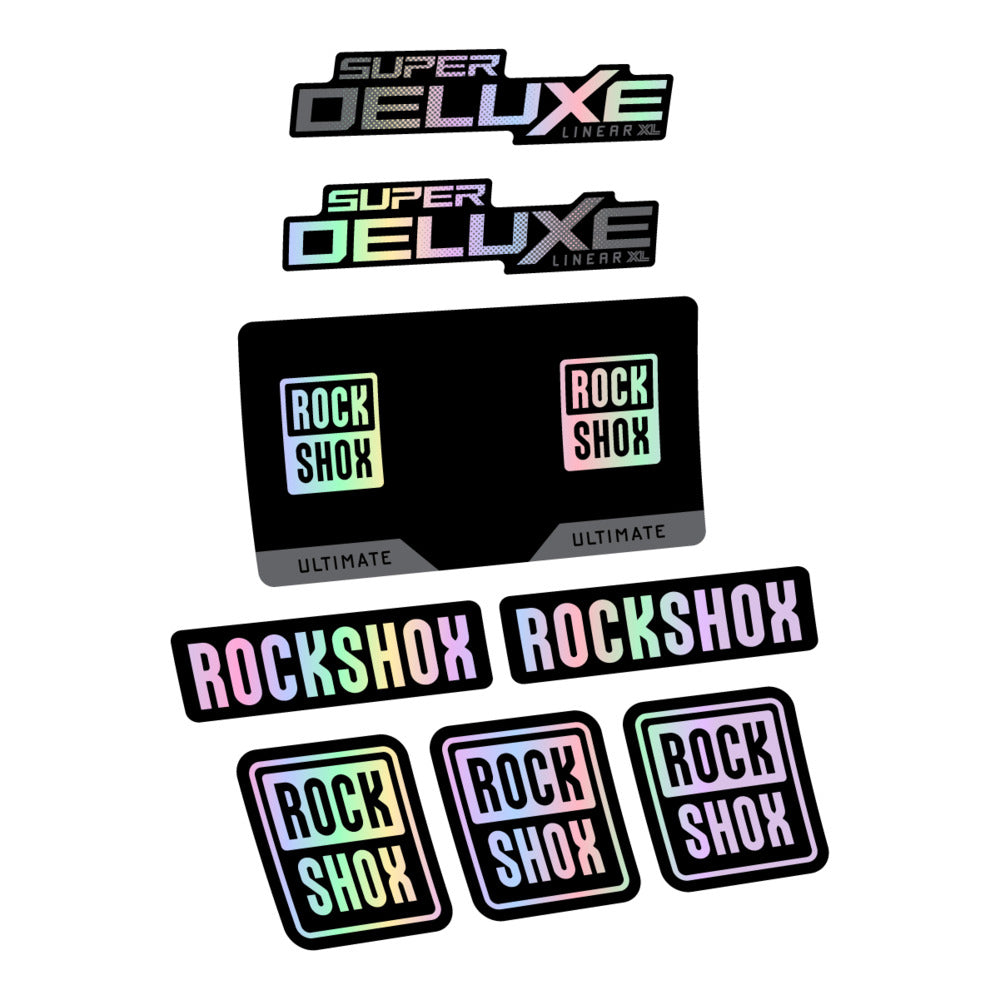 Stickers RockShox Super Deluxe Ultimate Flight Attendant 2027 compatibles - Autocollants amortisseur VTT