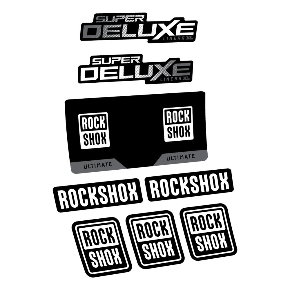 Stickers RockShox Super Deluxe Ultimate 2027 compatibles - Autocollants amortisseur VTT