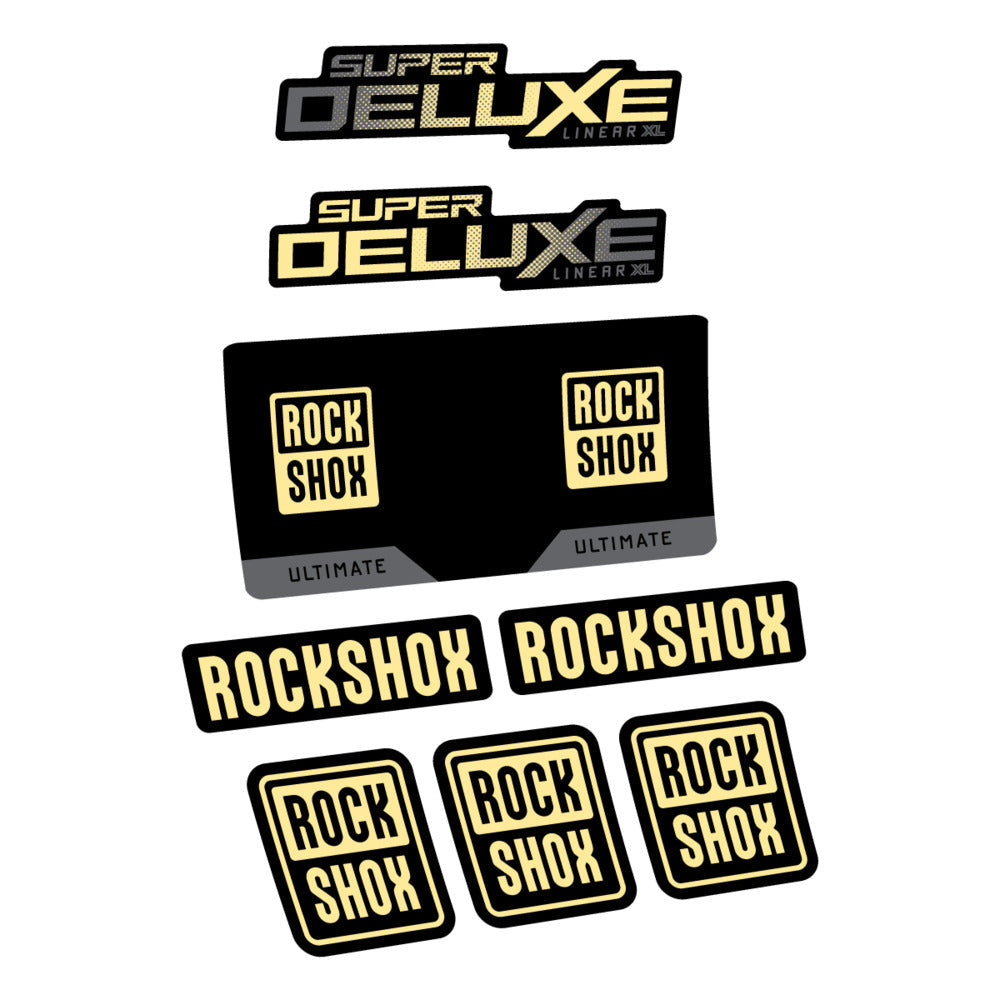 Stickers RockShox Super Deluxe Ultimate 2027 compatibles - Autocollants amortisseur VTT