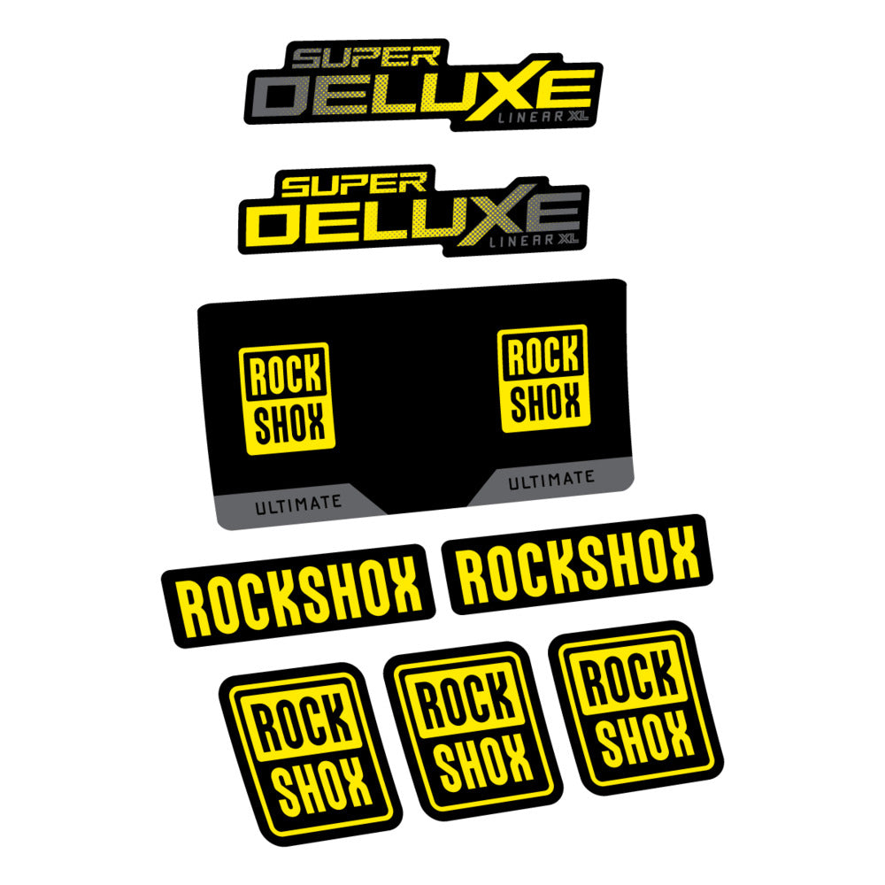 Stickers RockShox Super Deluxe Ultimate 2027 compatibles - Autocollants amortisseur VTT