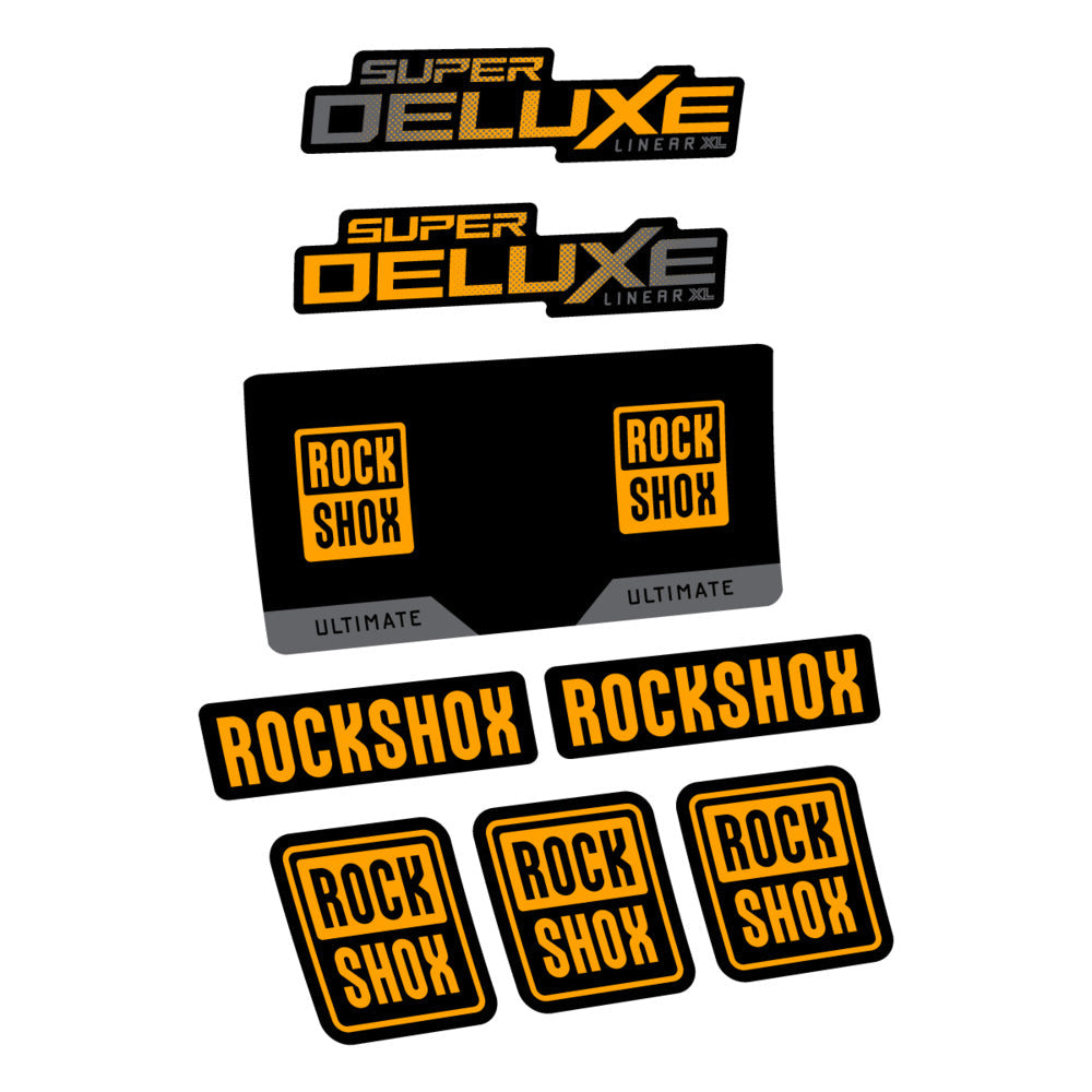 Stickers RockShox Super Deluxe Ultimate 2027 compatibles - Autocollants amortisseur VTT