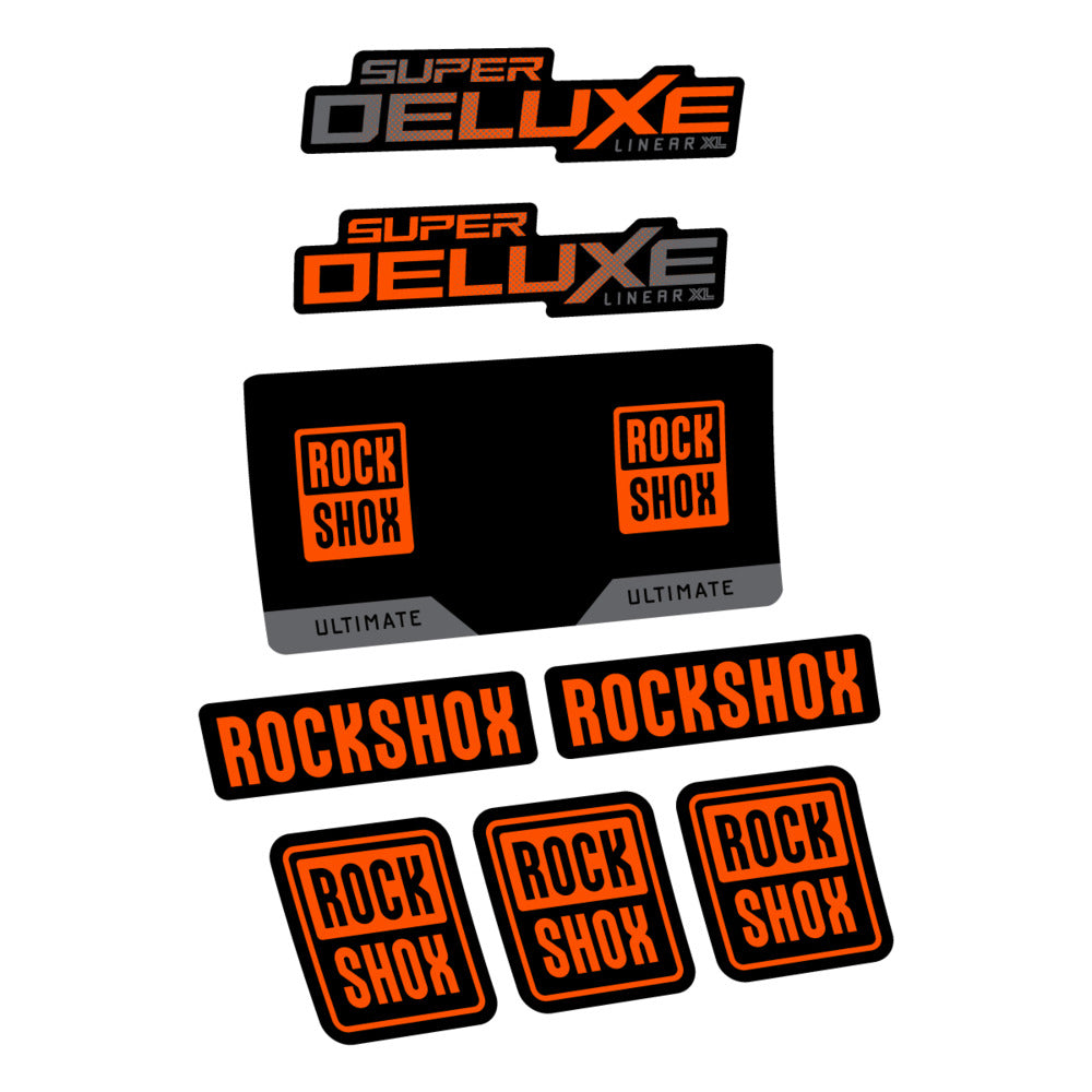 Stickers RockShox Super Deluxe Ultimate 2027 compatibles - Autocollants amortisseur VTT