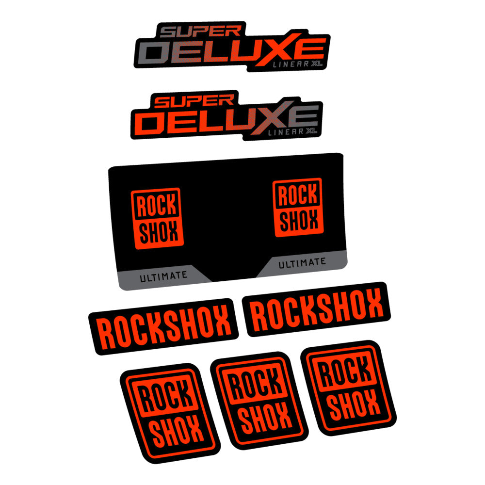 Stickers RockShox Super Deluxe Ultimate 2027 compatibles - Autocollants amortisseur VTT