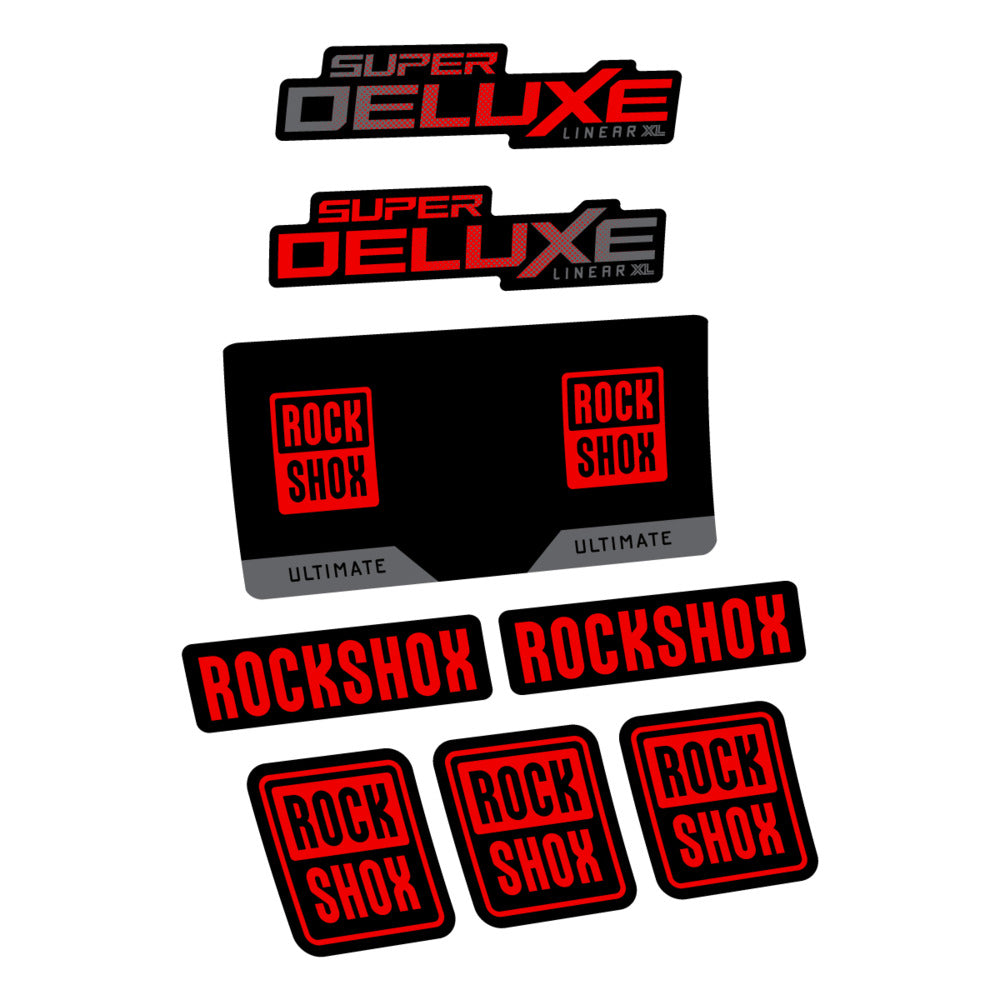 Stickers RockShox Super Deluxe Ultimate 2027 compatibles - Autocollants amortisseur VTT