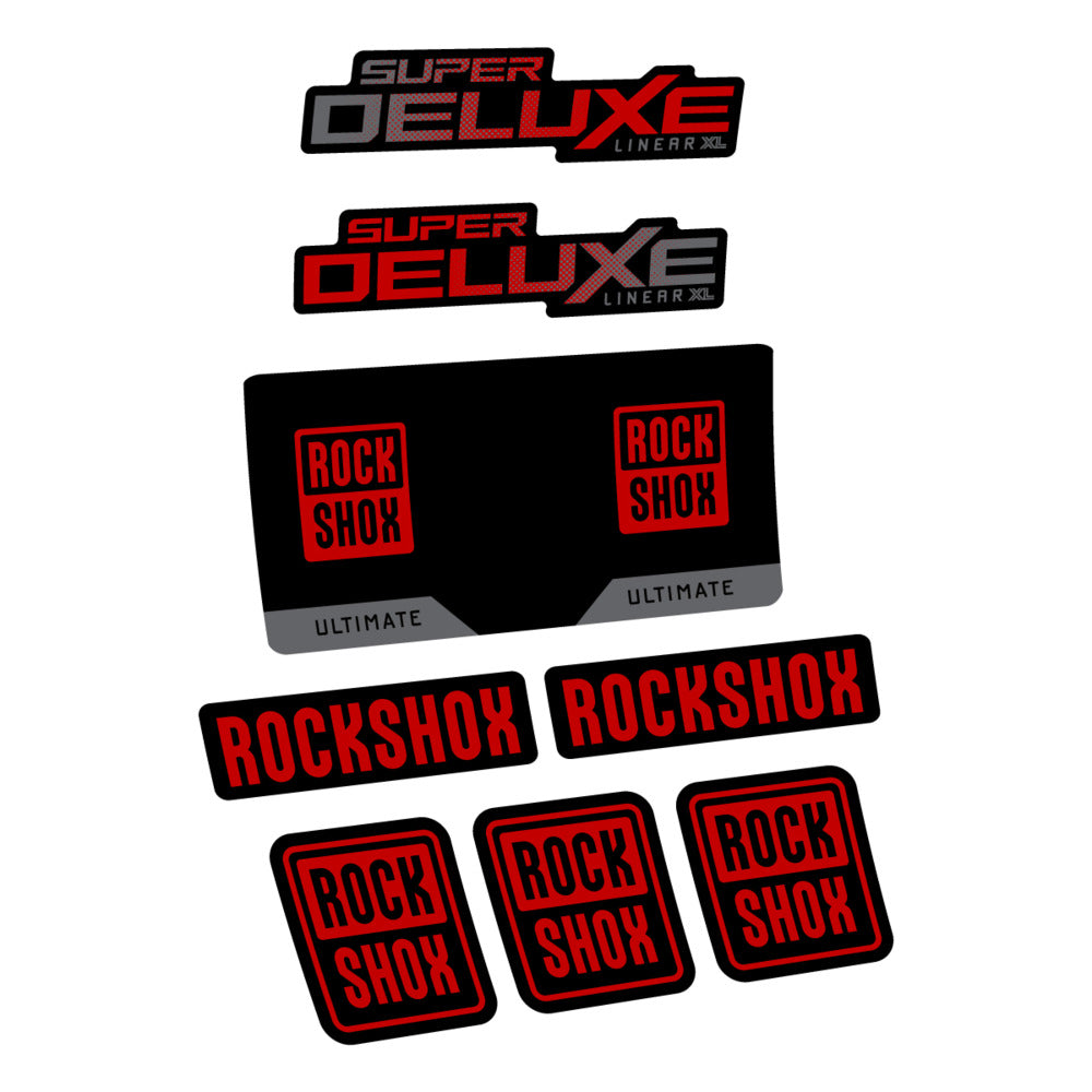 Stickers RockShox Super Deluxe Ultimate 2027 compatibles - Autocollants amortisseur VTT