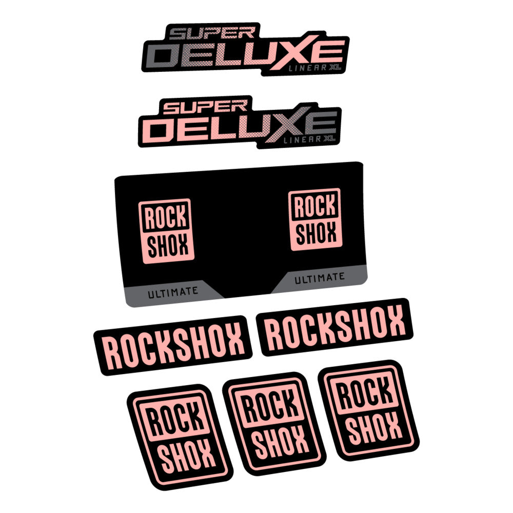 Stickers RockShox Super Deluxe Ultimate 2027 compatibles - Autocollants amortisseur VTT