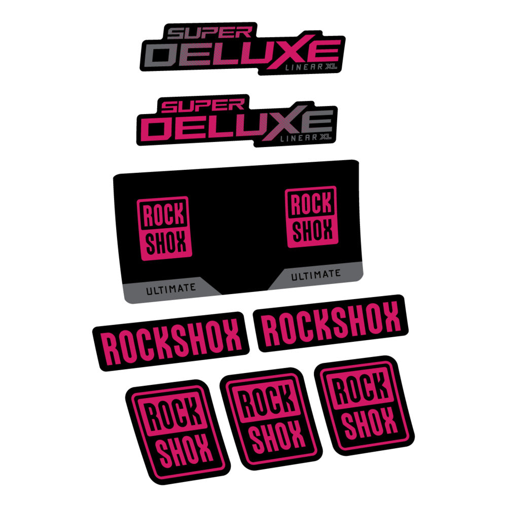 Stickers RockShox Super Deluxe Ultimate 2027 compatibles - Autocollants amortisseur VTT