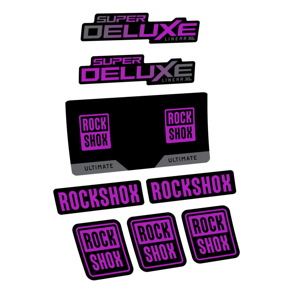 Stickers RockShox Super Deluxe Ultimate 2027 compatibles - Autocollants amortisseur VTT