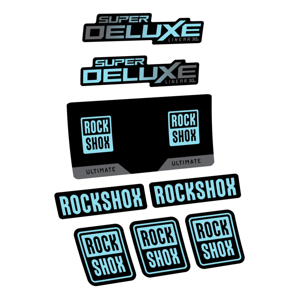 Stickers RockShox Super Deluxe Ultimate 2027 compatibles - Autocollants amortisseur VTT