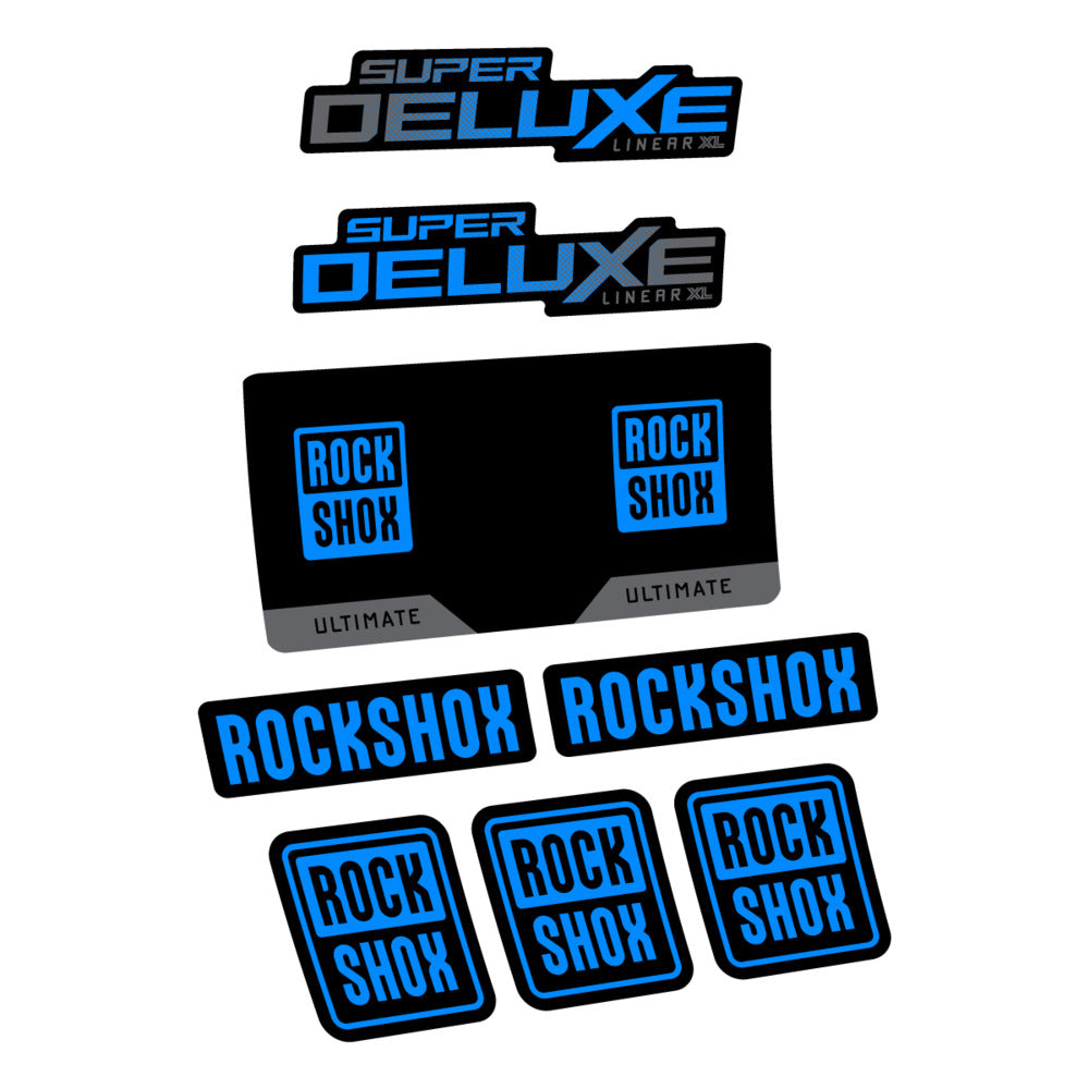 Stickers RockShox Super Deluxe Ultimate 2027 compatibles - Autocollants amortisseur VTT
