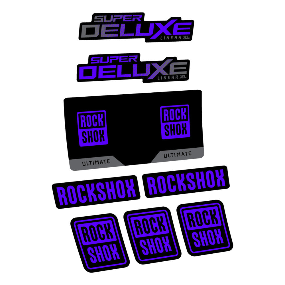 Stickers RockShox Super Deluxe Ultimate 2027 compatibles - Autocollants amortisseur VTT