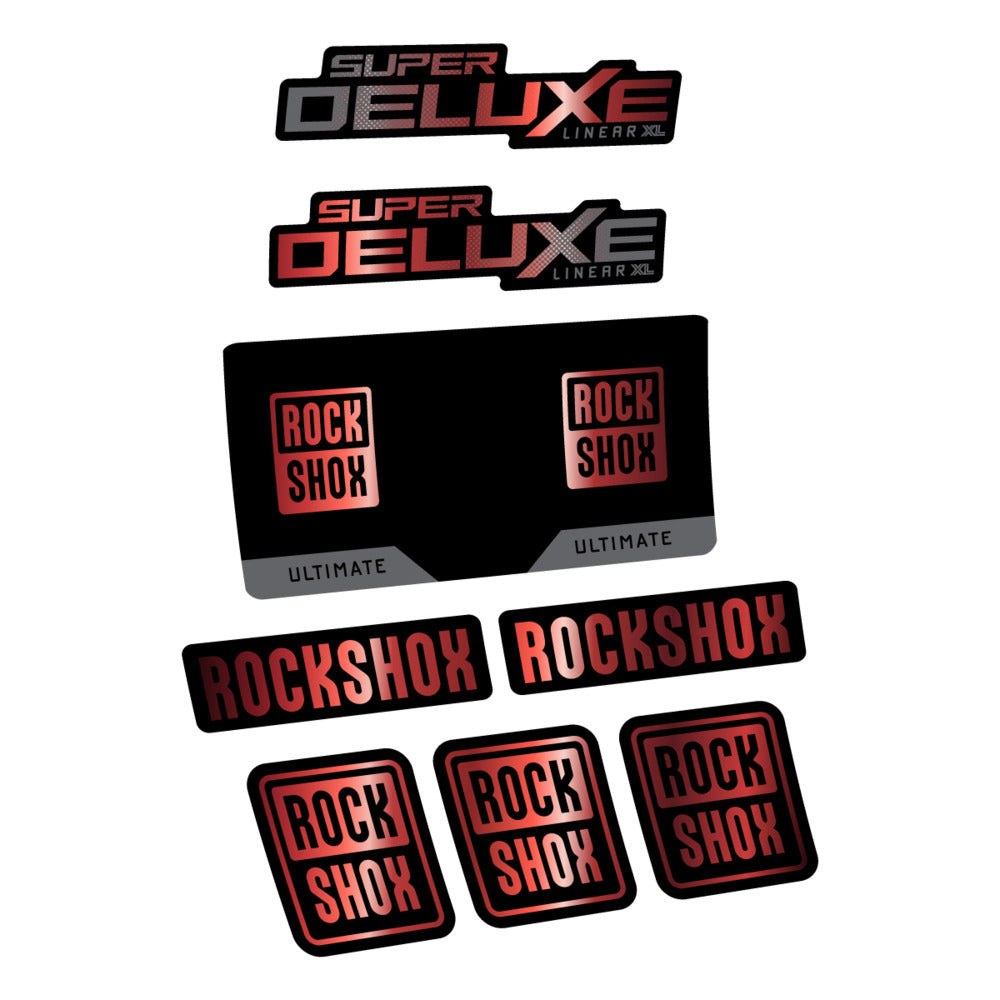 Stickers RockShox Super Deluxe Ultimate 2027 compatibles - Autocollants amortisseur VTT