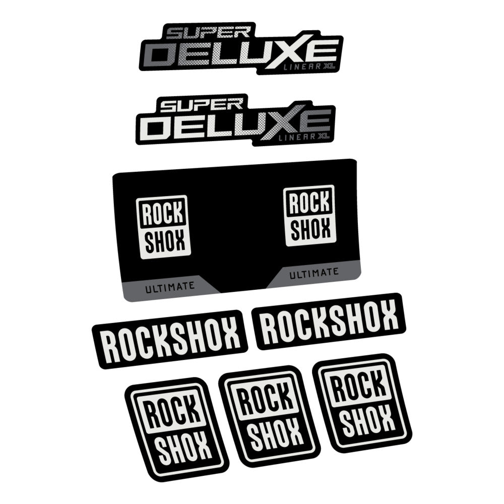 Stickers RockShox Super Deluxe Ultimate 2027 compatibles - Autocollants amortisseur VTT