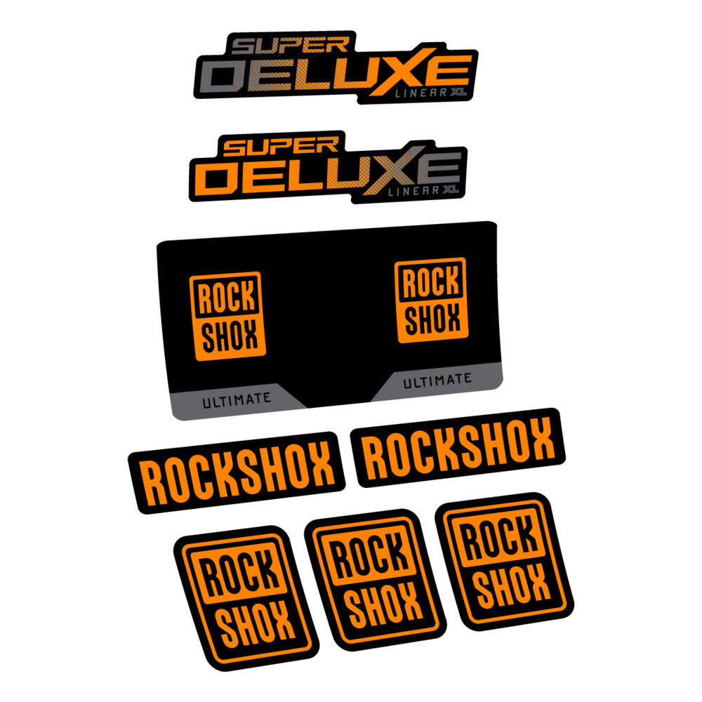 Stickers RockShox Super Deluxe Ultimate 2027 compatibles - Autocollants amortisseur VTT