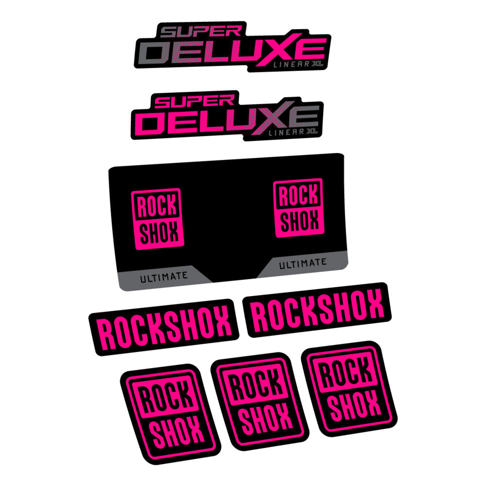 Stickers RockShox Super Deluxe Ultimate 2027 compatibles - Autocollants amortisseur VTT
