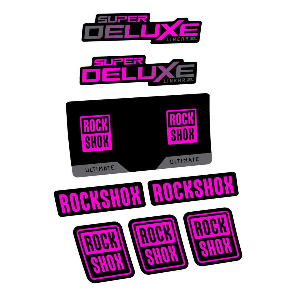 Stickers RockShox Super Deluxe Ultimate 2027 compatibles - Autocollants amortisseur VTT