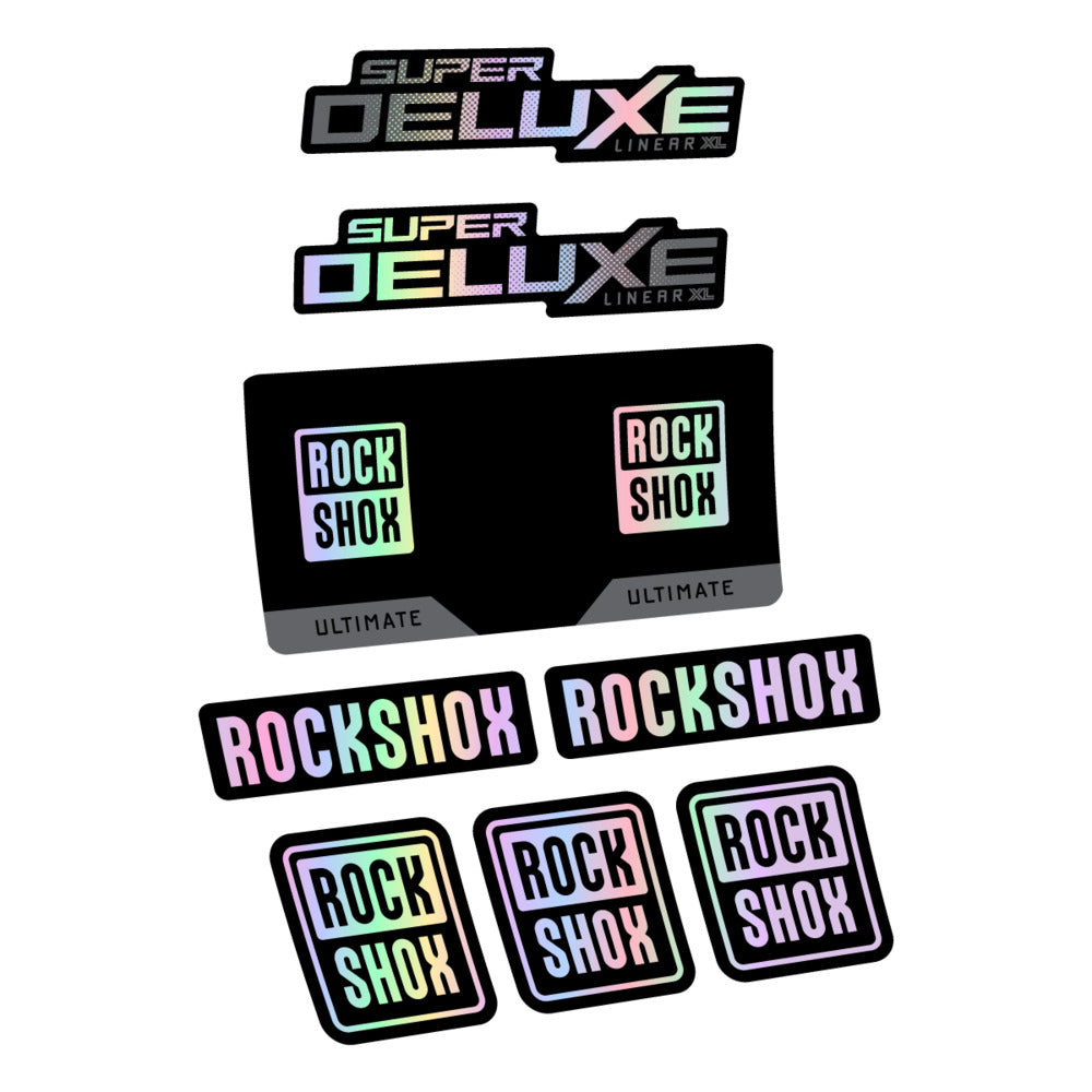 Stickers RockShox Super Deluxe Ultimate 2027 compatibles - Autocollants amortisseur VTT