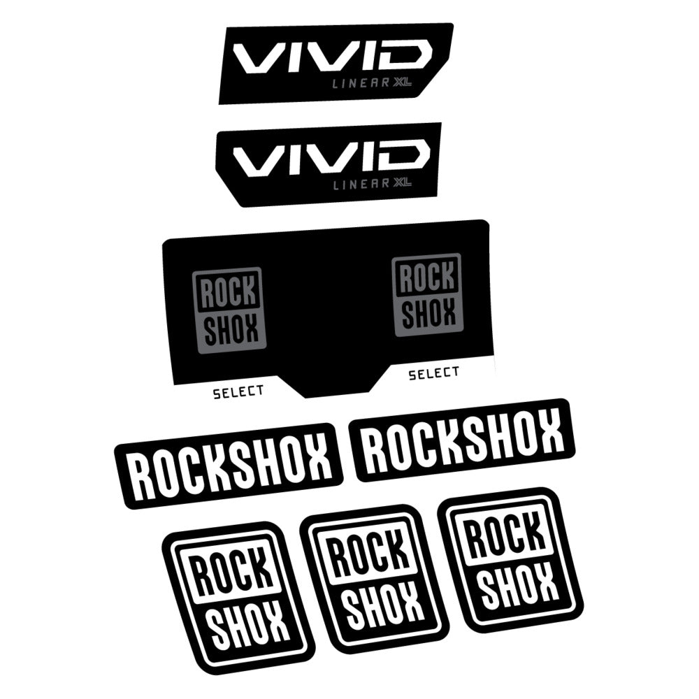 Stickers RockShox Vivid Select 2027 v2 compatibles - Autocollants amortisseur VTT
