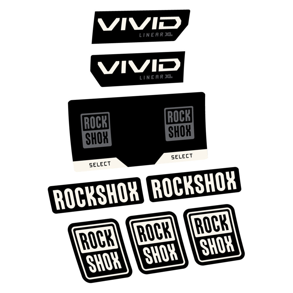 Stickers RockShox Vivid Select 2027 v2 compatibles - Autocollants amortisseur VTT