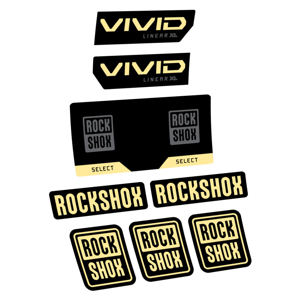 Stickers RockShox Vivid Select 2027 v2 compatibles - Autocollants amortisseur VTT