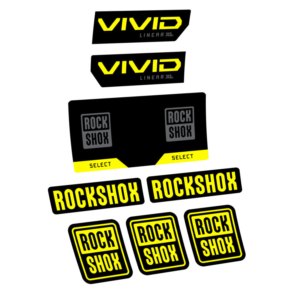 Stickers RockShox Vivid Select 2027 v2 compatibles - Autocollants amortisseur VTT