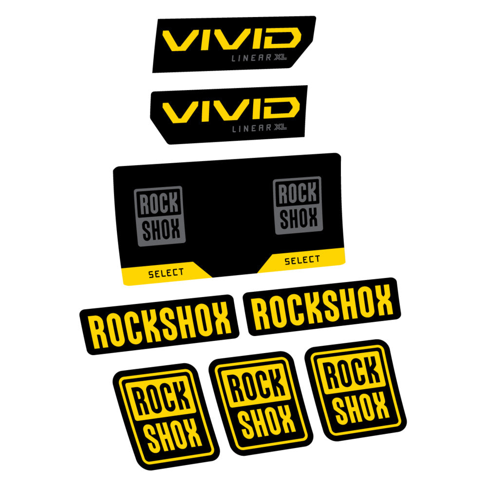 Stickers RockShox Vivid Select 2027 v2 compatibles - Autocollants amortisseur VTT