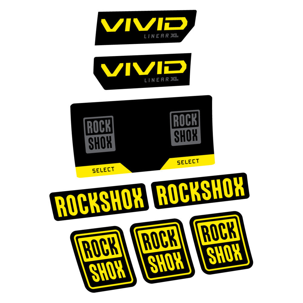 Stickers RockShox Vivid Select 2027 v2 compatibles - Autocollants amortisseur VTT