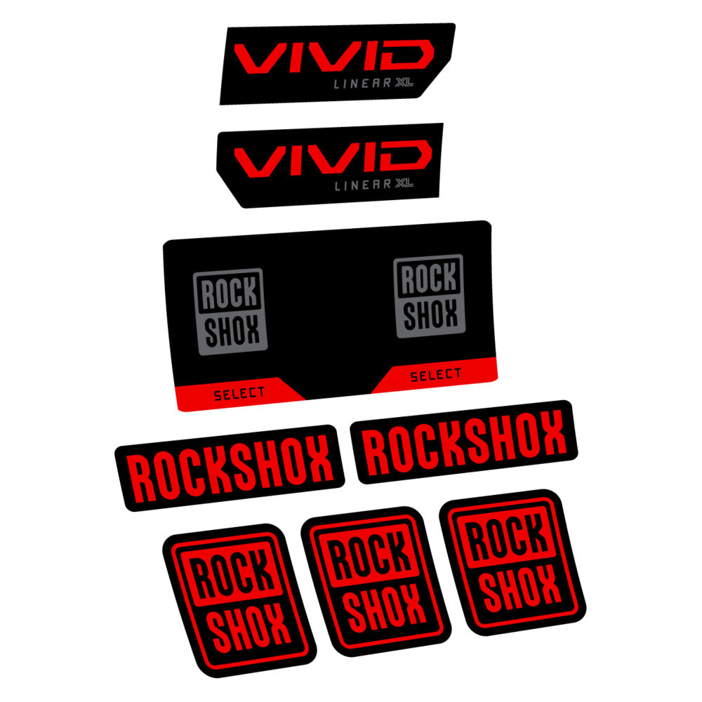 Stickers RockShox Vivid Select 2027 v2 compatibles - Autocollants amortisseur VTT