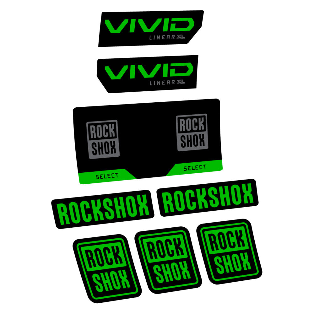 Stickers RockShox Vivid Select 2027 v2 compatibles - Autocollants amortisseur VTT