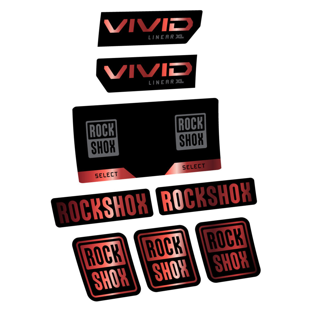 Stickers RockShox Vivid Select 2027 v2 compatibles - Autocollants amortisseur VTT