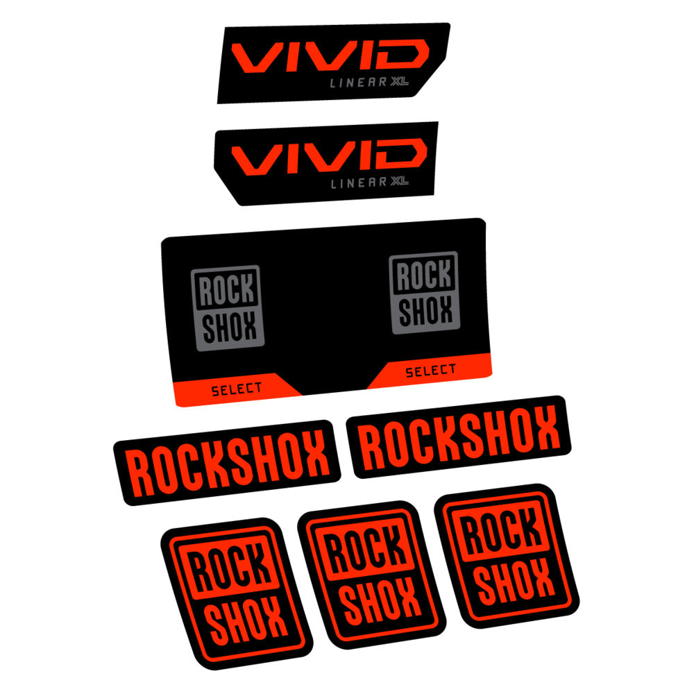 Stickers RockShox Vivid Select 2027 v2 compatibles - Autocollants amortisseur VTT
