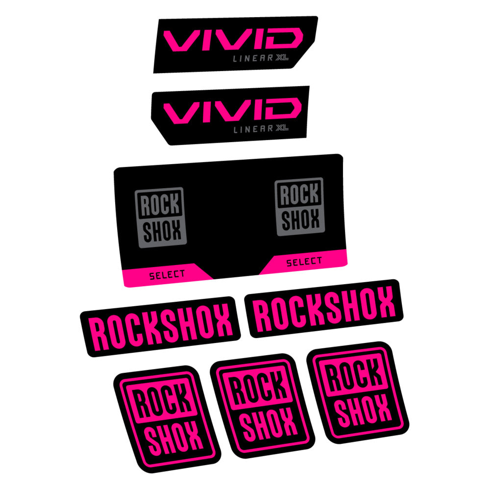 Stickers RockShox Vivid Select 2027 v2 compatibles - Autocollants amortisseur VTT