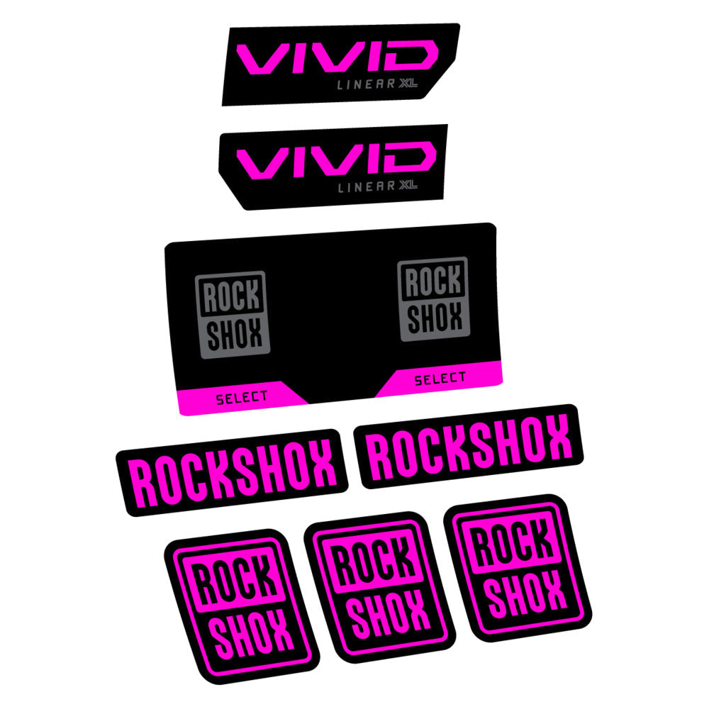 Stickers RockShox Vivid Select 2027 v2 compatibles - Autocollants amortisseur VTT