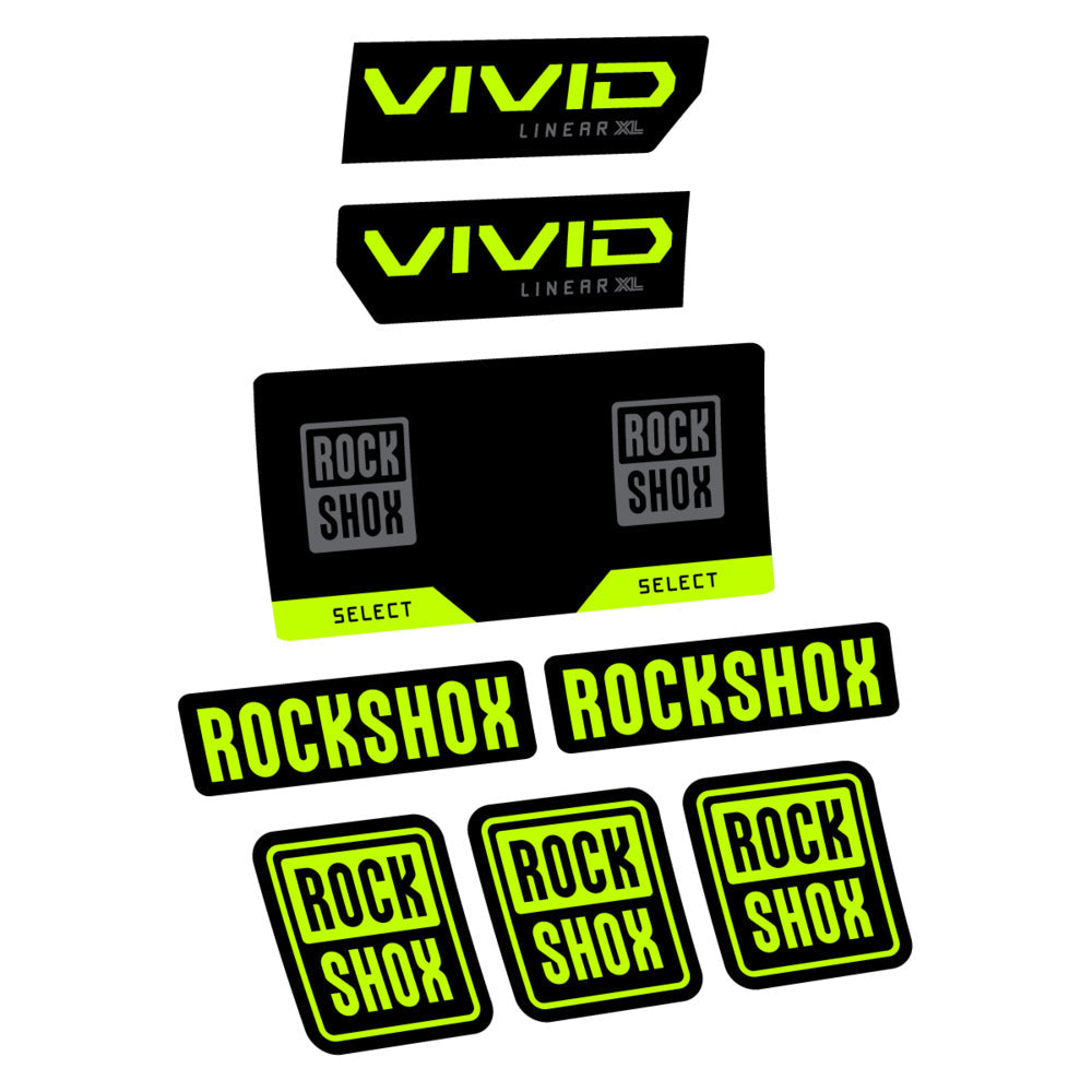 Stickers RockShox Vivid Select 2027 v2 compatibles - Autocollants amortisseur VTT