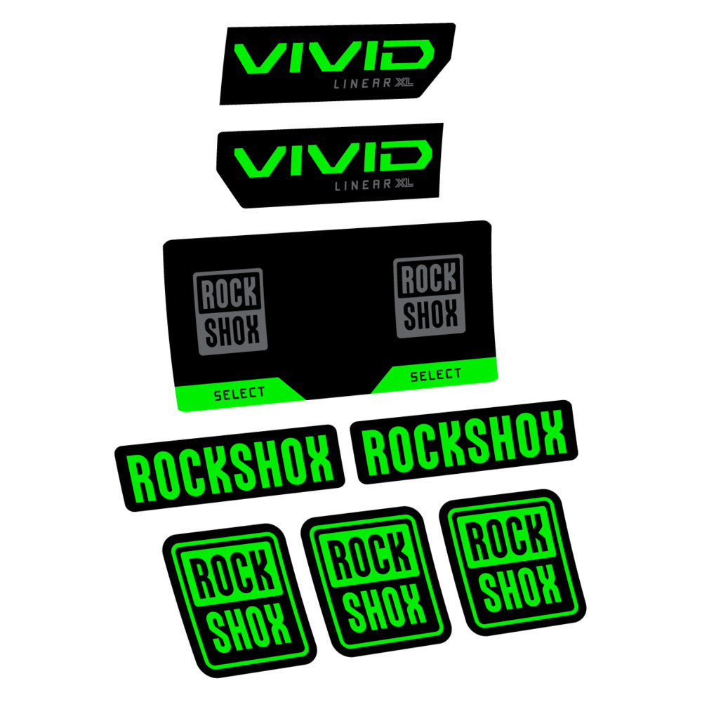 Stickers RockShox Vivid Select 2027 v2 compatibles - Autocollants amortisseur VTT