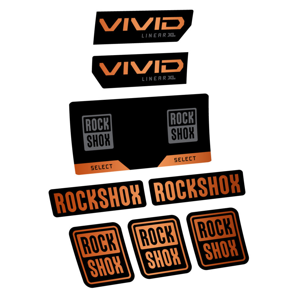 Stickers RockShox Vivid Select 2027 v2 compatibles - Autocollants amortisseur VTT