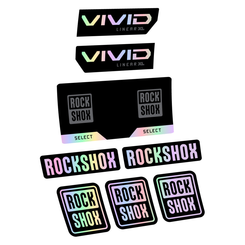 Stickers RockShox Vivid Select 2027 v2 compatibles - Autocollants amortisseur VTT