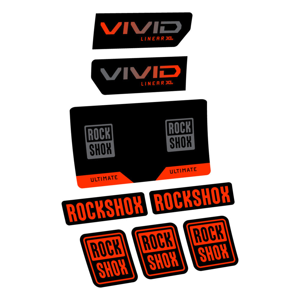 Stickers RockShox Vivid Ultimate Flight Attendant 2027 compatibles - Autocollants amortisseur VTT