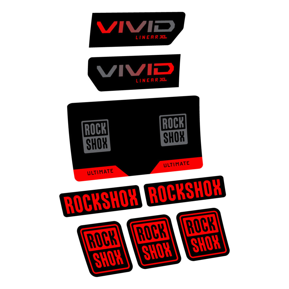 Stickers RockShox Vivid Ultimate Flight Attendant 2027 compatibles - Autocollants amortisseur VTT