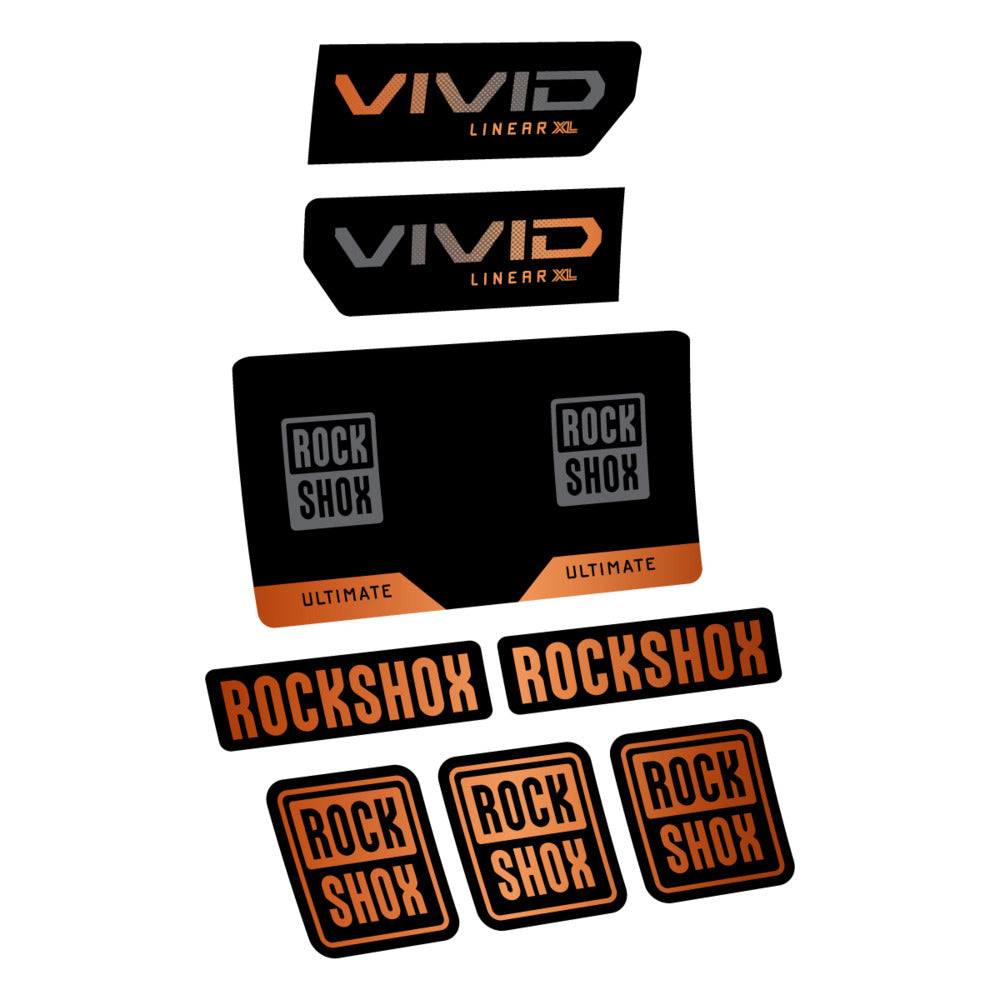 Stickers RockShox Vivid Ultimate Flight Attendant 2027 compatibles - Autocollants amortisseur VTT