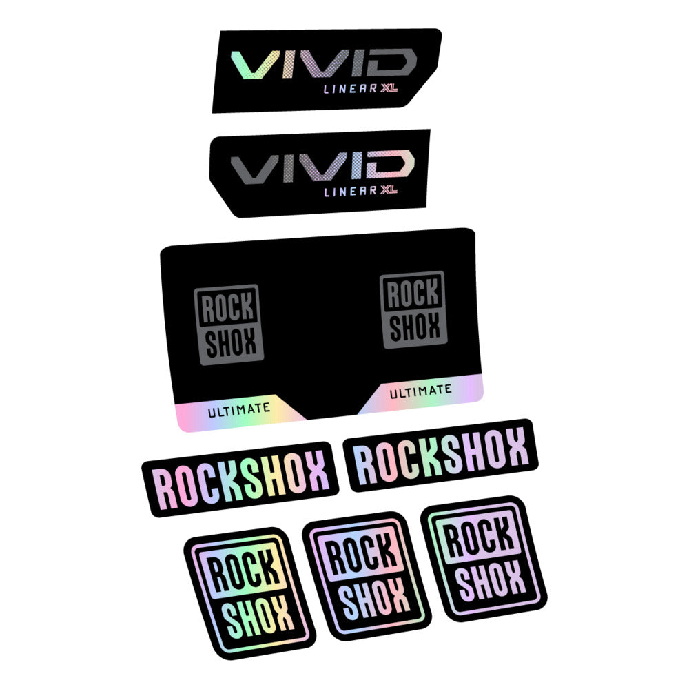 Stickers RockShox Vivid Ultimate Flight Attendant 2027 compatibles - Autocollants amortisseur VTT